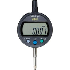 Mitutoyo - 0 to 12.7mm Range, 0.001mm Graduation, Electronic Drop Inidicator - Flat Back, 0.003mm Accuracy, LCD Display, Metric - Americas Industrial Supply