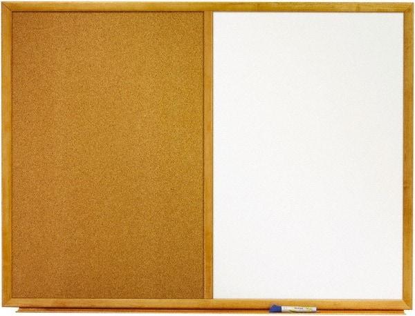 Quartet - 48" Wide x 36" High Dry Erase Combination Cork Bulletin Board - Melamine, White/Brown - Americas Industrial Supply