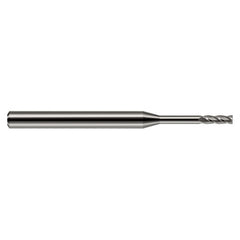Miniature End Mills - Long Reach, Standard Flute - 0.1250″ (1/8″) Cutter Diameter × 0.3750″ (3/8″) Length of Cut × 1.0000″ (1″) Reach Carbide Square End Mill, 4 Flutes - Exact Industrial Supply
