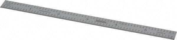 SPI - 6" Long, 1/50, 1/10" and 0.5, 1mm Graduation, Flexible Steel Rule - Decimal/Metric Graduation Style, 1/2" Wide, Silver, Satin Chrome Finish - Americas Industrial Supply