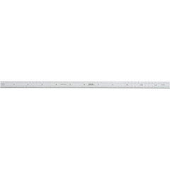 SPI - 12" Long, 1/100, 1/10" and 0.5, 1mm Graduation, Flexible Steel Rule - Decimal/Metric Graduation Style, 1/2" Wide, Silver, Satin Chrome Finish - Americas Industrial Supply