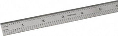SPI - 24" Long, 1/100, 1/10" and 0.5, 1mm Graduation, Flexible Steel Rule - Decimal/Metric Graduation Style, 3/4" Wide, Silver, Satin Chrome Finish - Americas Industrial Supply