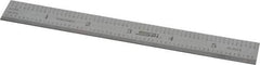 SPI - 6" Long, 1/100, 1/10" and 0.5, 1mm Graduation, Rigid Steel Rule - Decimal/Metric Graduation Style, 3/4" Wide, Silver, Satin Chrome Finish - Americas Industrial Supply