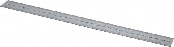 SPI - 12" Long, 1/100, 1/10" and 0.5, 1mm Graduation, Rigid Steel Rule - Decimal/Metric Graduation Style, 1" Wide, Silver, Satin Chrome Finish - Americas Industrial Supply