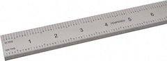 SPI - 24" Long, 1/100, 1/10" and 0.5, 1mm Graduation, Rigid Steel Rule - Decimal/Metric Graduation Style, 1-1/8" Wide, Silver, Satin Chrome Finish - Americas Industrial Supply