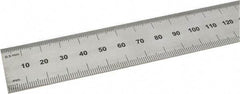 SPI - 24" Long, 0.5, 1mm Graduation, Rigid Steel Rule - Metric Graduation Style, 1-1/8" Wide, Silver, Satin Chrome Finish - Americas Industrial Supply