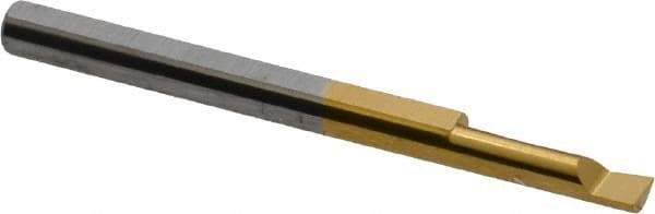 Accupro - 0.11" Min Bore Diam, 0.4" Max Bore Depth, 1/8 Shank Diam, Boring Bar - Right Hand Cut, Solid Carbide, TiN Finish - Exact Industrial Supply