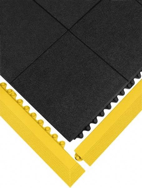 Wearwell - 39" Long x 3" Wide x 5/8" Thick, Anti-Fatigue Modular Matting Ramp Edge - Male, Yellow, For Dry & Wet Areas, Series 572 - Americas Industrial Supply