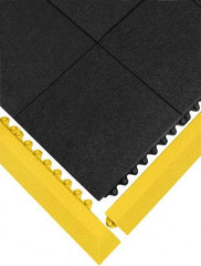 Wearwell - 39" Long x 3" Wide x 5/8" Thick, Anti-Fatigue Modular Matting Ramp Edge - Female, Yellow, For Dry & Wet Areas, Series 572 - Americas Industrial Supply