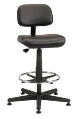 Bevco - Pneumatic Height Adjustable Chair - Vinyl Seat, Black - Americas Industrial Supply