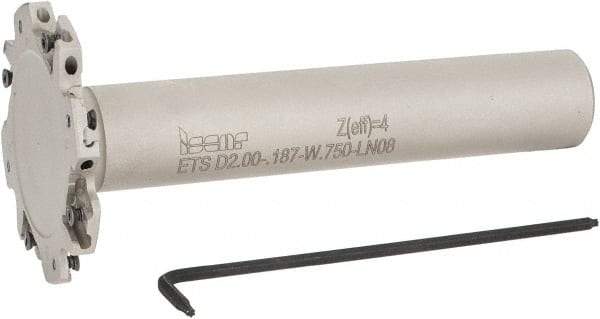 Iscar - Shank Connection, 3/16" Cutting Width, 5/8" Depth of Cut, 2" Cutter Diam, 4 Tooth Indexable Slotting Cutter - 3/4" Shank Diam, ETS-LN08 Toolholder, LNET Insert, Right Hand Cutting Direction - Americas Industrial Supply