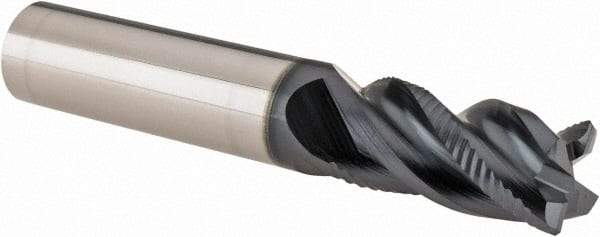 Iscar - 1/2" Diam, 1" LOC, 4 Flute Solid Carbide Roughing & Finishing Corner Chamfer End Mill - TiAlN Finish, 3" OAL, 1/2" Shank Diam, Straight Shank, 38° Helix, Centercutting, Regular Length - Americas Industrial Supply