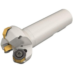 Iscar - 45° Lead Angle, 35.4mm Max Cut Diam, 25mm Min Cut Diam, 3.5mm Max Depth of Cut, Indexable Chamfer and Angle End Mill - 2 Inserts, ONMU 0505 Insert Style, 100mm Overall Length, Through Coolant, Straight Shank - Americas Industrial Supply