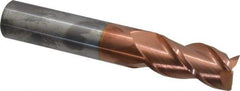 Accupro - 1", 2" LOC, 1" Shank Diam, 6" OAL, 3 Flute, Solid Carbide Square End Mill - Single End, TiCN Finish, Spiral Flute, 40° Helix, Centercutting, Right Hand Cut, Right Hand Flute - Americas Industrial Supply