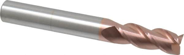 Accupro - 3/4", 2" LOC, 3/4" Shank Diam, 6" OAL, 3 Flute, Solid Carbide Square End Mill - Single End, TiCN Finish, Spiral Flute, 40° Helix, Centercutting, Right Hand Cut, Right Hand Flute - Americas Industrial Supply