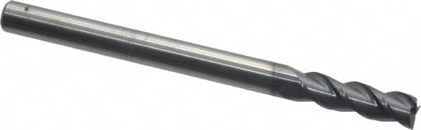 Accupro - 5/16", 1" LOC, 5/16" Shank Diam, 4" OAL, 3 Flute, Solid Carbide Square End Mill - Single End, AlTiN Finish, Spiral Flute, 40° Helix, Centercutting, Right Hand Cut, Right Hand Flute - Americas Industrial Supply