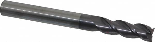 Accupro - 5/8", 2" LOC, 5/8" Shank Diam, 6" OAL, 3 Flute, Solid Carbide Square End Mill - Single End, AlTiN Finish, Spiral Flute, 40° Helix, Centercutting, Right Hand Cut, Right Hand Flute - Americas Industrial Supply