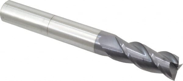 Accupro - 3/4", 2" LOC, 3/4" Shank Diam, 6" OAL, 3 Flute, Solid Carbide Square End Mill - Single End, AlTiN Finish, Spiral Flute, 40° Helix, Centercutting, Right Hand Cut, Right Hand Flute - Americas Industrial Supply