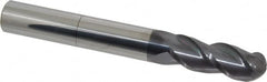 Accupro - 3/4" Diam, 2" LOC, 3 Flute Solid Carbide Ball End Mill - AlTiN Finish, Single End, 6" OAL, 3/4" Shank Diam, Spiral Flute - Americas Industrial Supply