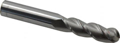 Accupro - 5/8" Diam, 2-1/8" LOC, 3 Flute Solid Carbide Ball End Mill - Uncoated, Single End, 4-5/8" OAL, 5/8" Shank Diam, Spiral Flute - Americas Industrial Supply