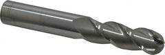 Accupro - 3/4" Diam, 2-1/4" LOC, 3 Flute Solid Carbide Ball End Mill - Uncoated, Single End, 5" OAL, 3/4" Shank Diam, Spiral Flute - Americas Industrial Supply