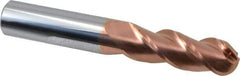 Accupro - 3/4" Diam, 2-1/4" LOC, 3 Flute Solid Carbide Ball End Mill - TiCN Finish, Single End, 5" OAL, 3/4" Shank Diam, Spiral Flute - Americas Industrial Supply