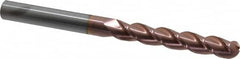 Accupro - 1/2" Diam, 3" LOC, 3 Flute Solid Carbide Ball End Mill - TiCN Finish, Single End, 6" OAL, 1/2" Shank Diam, Spiral Flute - Americas Industrial Supply