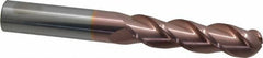 Accupro - 3/4" Diam, 3" LOC, 3 Flute Solid Carbide Ball End Mill - TiCN Finish, Single End, 6" OAL, 3/4" Shank Diam, Spiral Flute - Americas Industrial Supply