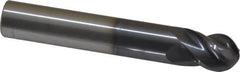 Accupro - 12mm Diam, 16mm LOC, 4 Flute Solid Carbide Ball End Mill - AlTiN Finish, Single End, 76mm OAL, 12mm Shank Diam, Spiral Flute - Americas Industrial Supply