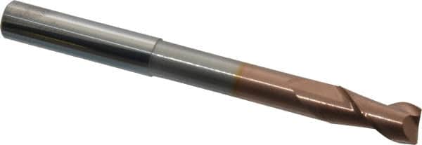 Accupro - 3/8", 3/4" LOC, 3/8" Shank Diam, 4" OAL, 2 Flute, Solid Carbide Square End Mill - Single End, TiCN Finish, Spiral Flute, 40° Helix, Centercutting, Right Hand Cut, Right Hand Flute - Americas Industrial Supply