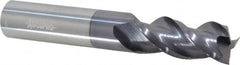 Accupro - 9/16", 1-1/4" LOC, 9/16" Shank Diam, 3-1/2" OAL, 3 Flute, Solid Carbide Square End Mill - Single End, AlTiN Finish, Spiral Flute, 40° Helix, Centercutting, Right Hand Cut, Right Hand Flute - Americas Industrial Supply
