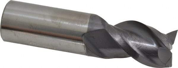 Accupro - 3/4", 1" LOC, 3/4" Shank Diam, 3" OAL, 3 Flute, Solid Carbide Square End Mill - Single End, AlTiN Finish, Spiral Flute, 40° Helix, Centercutting, Right Hand Cut, Right Hand Flute - Americas Industrial Supply