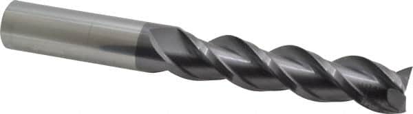 Accupro - 3/4", 3-1/4" LOC, 3/4" Shank Diam, 6" OAL, 3 Flute, Solid Carbide Square End Mill - Single End, AlTiN Finish, Spiral Flute, 40° Helix, Centercutting, Right Hand Cut, Right Hand Flute - Americas Industrial Supply
