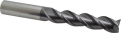 Accupro - 3/4", 3-1/4" LOC, 3/4" Shank Diam, 6" OAL, 3 Flute, Solid Carbide Square End Mill - Single End, AlTiN Finish, Spiral Flute, 40° Helix, Centercutting, Right Hand Cut, Right Hand Flute - Americas Industrial Supply