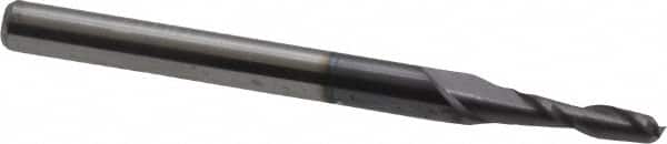 Accupro - 2mm, 8mm LOC, 3mm Shank Diam, 38mm OAL, 2 Flute, Solid Carbide Square End Mill - Single End, AlTiN Finish, Spiral Flute, 30° Helix, Centercutting, Right Hand Cut, Right Hand Flute - Americas Industrial Supply