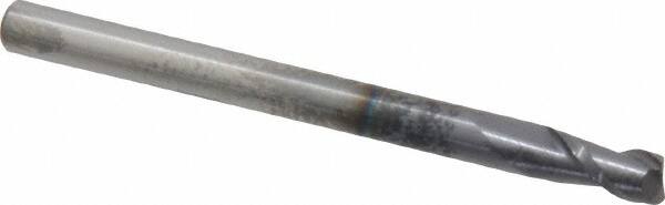 Accupro - 4mm, 8mm LOC, 4mm Shank Diam, 50mm OAL, 2 Flute, Solid Carbide Square End Mill - Single End, AlTiN Finish, Spiral Flute, 40° Helix, Centercutting, Right Hand Cut, Right Hand Flute - Americas Industrial Supply