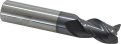 Accupro - 9/16", 3 Flute, Single End, Solid Carbide, 0.025" Corner Radius End Mill - 3" OAL, 40° Helix, Right Hand Flute, 7/8" LOC, Right Hand Cut - Americas Industrial Supply
