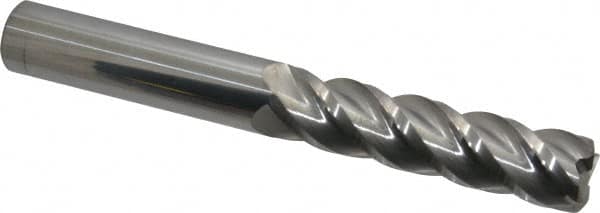 Accupro - 3/4", 4 Flute, Single End, Solid Carbide, 0.09" Corner Radius End Mill - 6" OAL, 40° Helix, Right Hand Flute, 3" LOC, Right Hand Cut - Americas Industrial Supply