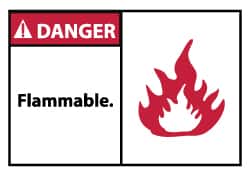 NMC - Danger - Flammable, Pressure Sensitive Vinyl Fire Sign - 5" Wide x 3" High - Americas Industrial Supply