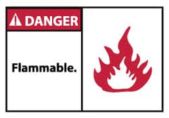 NMC - Danger - Flammable, Pressure Sensitive Vinyl Fire Sign - 5" Wide x 3" High - Americas Industrial Supply