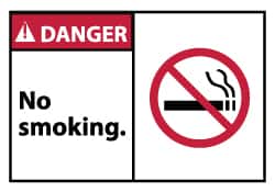 NMC - Accident Prevention Label, Header: DANGER - Legend: Danger - No Smoking, English, Red, Black & White, 5" Long x 3" High, Sign Muscle Finish - Americas Industrial Supply