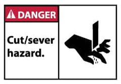NMC - Accident Prevention Label, Header: DANGER - Legend: Danger - Cut/Sever Hazard, English, Red, Black & White, 5" Long x 3" High, Sign Muscle Finish - Americas Industrial Supply
