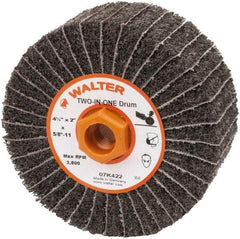WALTER Surface Technologies - 4-1/2" Diam, 150 Grit Aluminum Oxide Unmounted Flap Wheel - 5/8" Hole, 5/8-11 Thread, 2" Wide, Nonwoven & Coated, Fine Grade, 3,800 Max RPM - Americas Industrial Supply