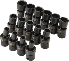 SK - 15 Piece 3/8" Drive Standard Impact Socket Set - 6 Points, 8 to 21mm, Metric Measurement Standard - Americas Industrial Supply