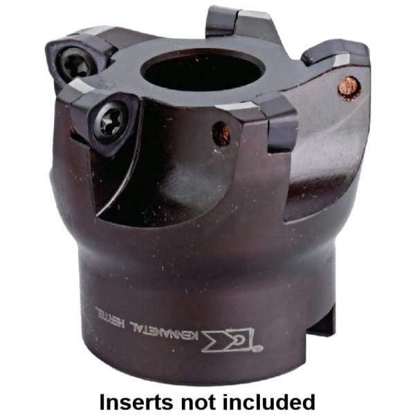 Kennametal - 4 Inserts, 2.5984" Cutter Diam, 0.0591" Max Depth of Cut, Indexable High-Feed Face Mill - 1.063" Arbor Hole Diam, 1.9685" High, WP.. 0806.. Inserts, Series KSWM KenFeed - Americas Industrial Supply