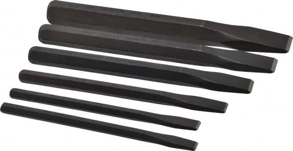 Mayhew - 6 Piece Cold Chisel Set - 5, 4-1/2, 5, 5-3/4, 6 & 7" OAL, Sizes Included 1/4 to 3/4" - Americas Industrial Supply