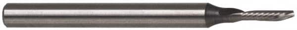 Accupro - 1/8" Cutting Diam x 1/4" Length of Cut, 1 Flute, Downcut Spiral Router Bit - Uncoated, Right Hand Cut, Solid Carbide, 2" OAL x 1/4" Shank Diam, Single Edge, 21° Helix Angle - Americas Industrial Supply
