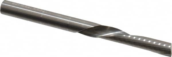 Onsrud - 1/4" Cutting Diam x 1-1/4" Length of Cut, 1 Flute, Downcut Spiral Router Bit - Uncoated, Right Hand Cut, Solid Carbide, 3" OAL x 1/4" Shank Diam, Single Edge, 22° Helix Angle - Americas Industrial Supply