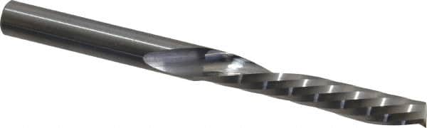 Onsrud - 1/4" Cutting Diam x 1-1/2" Length of Cut, 1 Flute, Downcut Spiral Router Bit - Uncoated, Right Hand Cut, Solid Carbide, 3" OAL x 1/4" Shank Diam, Single Edge, 21° Helix Angle - Americas Industrial Supply