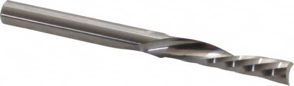 Onsrud - 1/4" Cutting Diam x 1-1/4" Length of Cut, 1 Flute, Downcut Spiral Router Bit - Uncoated, Right Hand Cut, Solid Carbide, 3" OAL x 1/4" Shank Diam, Single Edge, 21° Helix Angle - Americas Industrial Supply